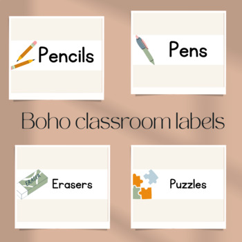 Preview of Neutral boho labels for classroom organisation
