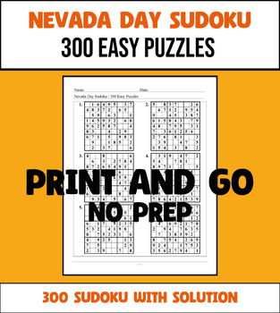 Preview of Nevada Day Sudoku - 300 Easy Sudoku
