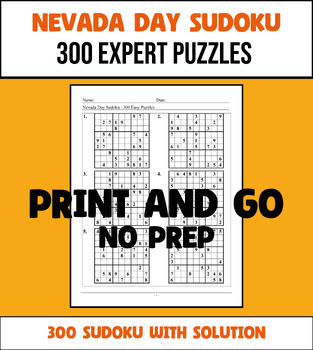Preview of Nevada Day Sudoku - 300 Expert Sudoku