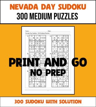 Preview of Nevada Day Sudoku - 300 Medium Sudoku