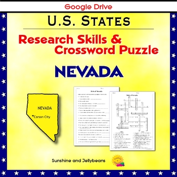 Nevada Research Skills Crossword Puzzle U S States Geography