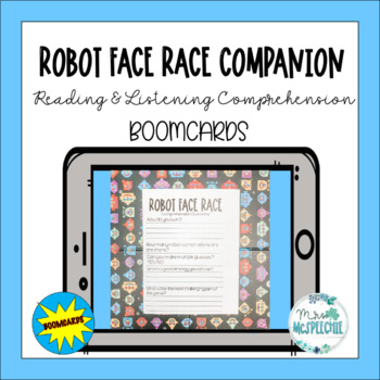Preview of Never Board Game Reading and Listening Comprehension Robot Face Race Companion