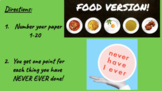 Never Have I Ever Game: Middle School Food Version (Volume 5)