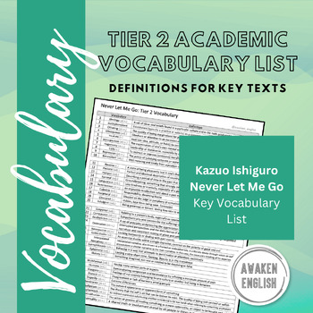 Preview of Never Let Me Go: Academic Vocabulary List