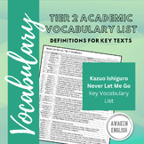 Never Let Me Go: Academic Vocabulary List