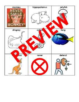 Preview of Never Smile at a Monkey - Word Bank with Pictures