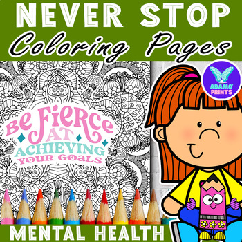 Preview of Never Stop Law of ATTRACTION Coloring Pages Mindfulness Activities NO PREP