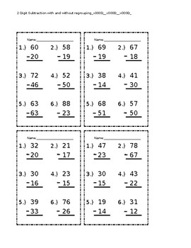 Preview of Never ending Subtraction worksheets