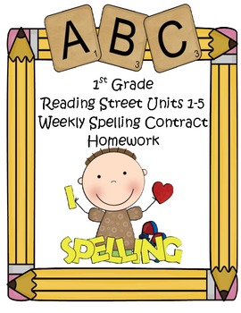 Preview of Reading Street 1st Grade Differentiated Spelling Homework Units 1-5 (Editable)
