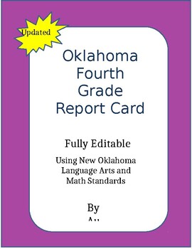 Preview of Current 2023-2024  Oklahoma 4th Grade Report Card, Fully editable Single License