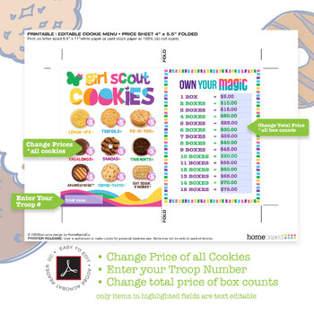 2024 Girl Scout Lanyard Cookie List EDITABLE | Cookie Menu | LBB | 4