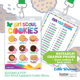 2024 Girl Scout Lanyard Cookie List EDITABLE | Cookie Menu