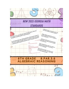 Preview of New 2023-2024 Georgia Math Standards 8th Grade Unit 1 Word Problems (PAR 3.6)