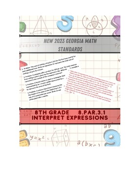 Preview of New 2023-2024 Georgia Math Standards Word Problems (Standard 8.PAR. 3.1)