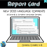 New *2023 Ontario Language Report Card Comments- (Gr. 4-8)