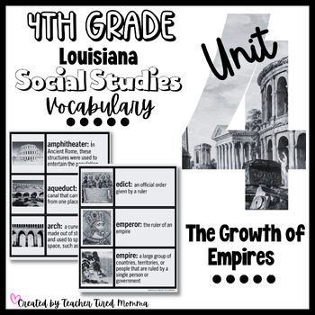 Preview of 4th Grade- LA Social Studies Unit 4: Growth of Empires Vocabulary Wall