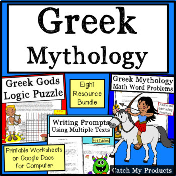 Preview of Greek Mythology Activities in Print and Digital Worksheets for Math, Reading, SS