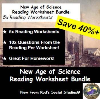 Preview of New Age Science of the 19th Century Lesson Reading Worksheet Bundle **Editable**