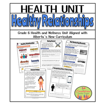 Preview of New Alberta Curriculum - Grade 6 Health and Wellness - Healthy Relationship Unit