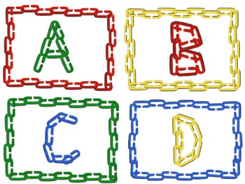 Preview of Alphabet Clip art: Capital Letters with Linking Chains and 4 Linking Frames