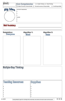 Preview of New BC Curriculum Math Unit Planning Sheet