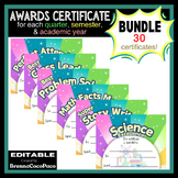 New Bright Editable End of School Year Award Certificates 