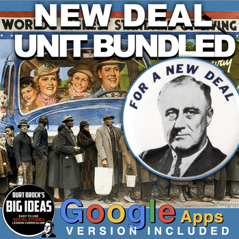 Preview of New Deal Unit: PPTs, Worksheets, Kahoot! Guided Notes & Test + Google Apps