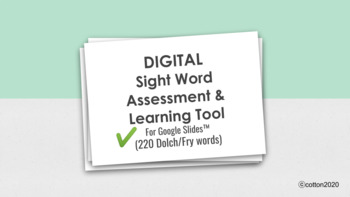 Preview of New!! Digital Sight Word Assessment and Learning Tool for Google Slides