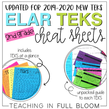 Preview of New ELAR TEKS Cheat Sheets - 2nd Grade