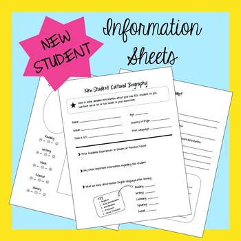 Preview of ESL New Student Information Sheets for Teachers and Students