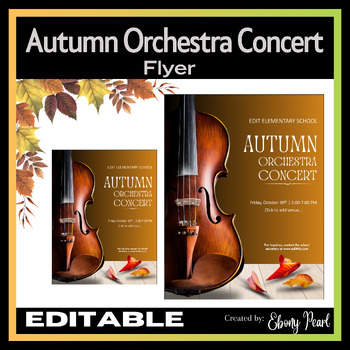 Preview of New! Editable Autumn Orchestra Concert Flyer | Unique Concert Flyer Templates