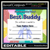New Editable Best Buddy Award Certificate  | Quarter, Seme