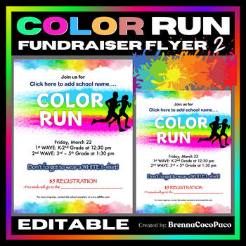 Preview of New Editable Color Run Flyer #2 | School Fundraising Activity