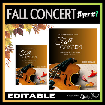 Preview of New Editable Fall Concert Flyer #1 | Unique Orchestra Concert Flyer Templates