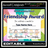 New Editable Friendship Award Certificate  | Quarter, Seme