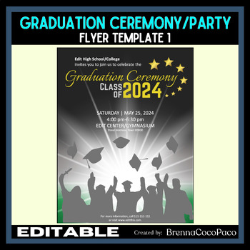 Preview of New Editable Graduation Ceremony Flyer | Graduation Party Flyer #1