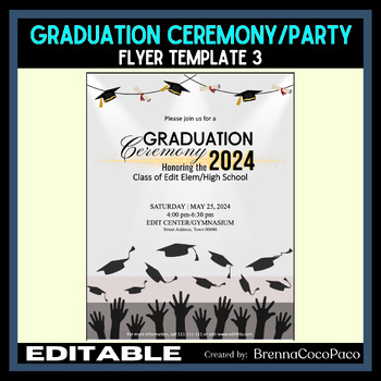 Preview of New Editable Graduation Ceremony Flyer | Graduation Party Flyer #3