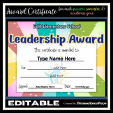 New Editable Leadership Award Certificate  | Quarter, Seme