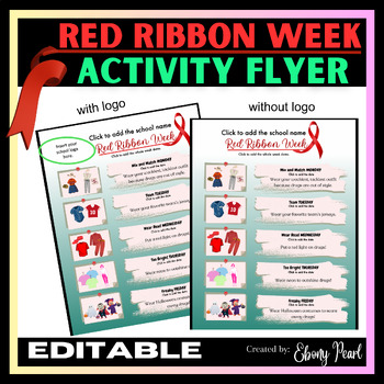 Preview of New! Editable Red Ribbon Week Flyer | School Wide Spirit Week Flyer #2