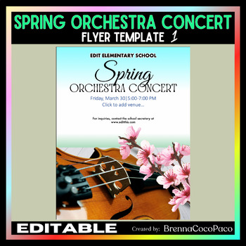 Preview of New Editable Spring Orchestra Concert Flyer #1 | Spring Concert Flyer Template