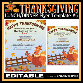 Preview of New Editable Thanksgiving Lunch, Dinner, or Food Drive Flyer Template #5