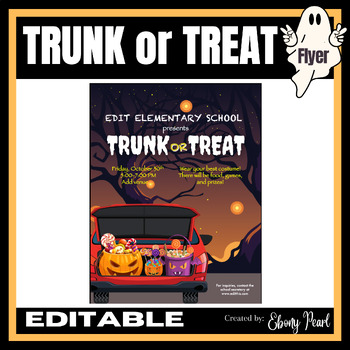 Preview of New! Editable Trunk or Treat HalIoween Party Invitation | Flyer Template