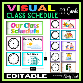 New! Editable Visual Class Schedule | Student Daily Schedule Chart ...