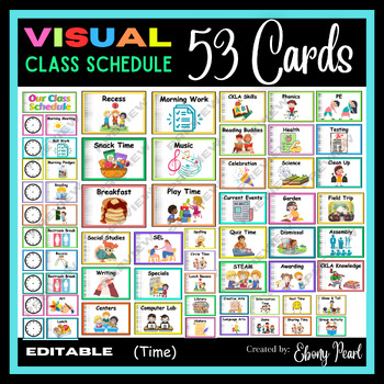 New! Editable Visual Class Schedule | Student Daily Schedule Chart ...