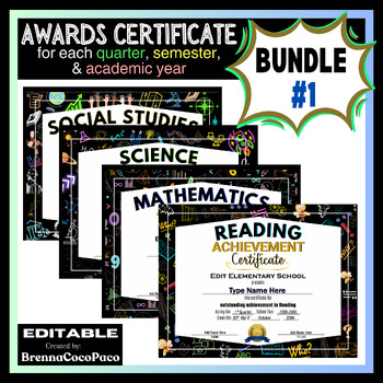 Preview of New! End of School Year Award | Academic Achievement Award Certificates #1