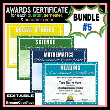Preview of New! End of School Year Award Academic Achievement Award Certificates #5