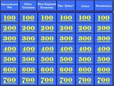 Jeopardy - The New England Colonies (A 5th Grade Comprehen