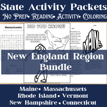 Preview of New England Region No-Prep State Activity Packets Bundle