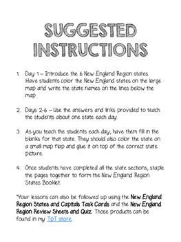 New England State Region Booklet By Crystal Clear Teaching Tpt