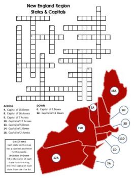 New England States Capitals Crossword Puzzle and Word Search Combo